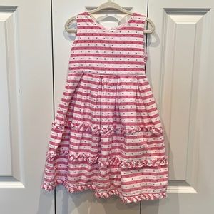 Isabel Garreton Pink and white stripe (w/ subtle silver), Swiss dot dress - 2T